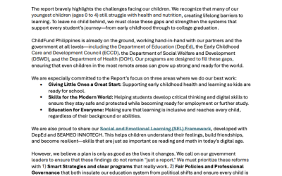 ChildFund Philippines Statement on the EDCOM II Final Report: “Turning Point”